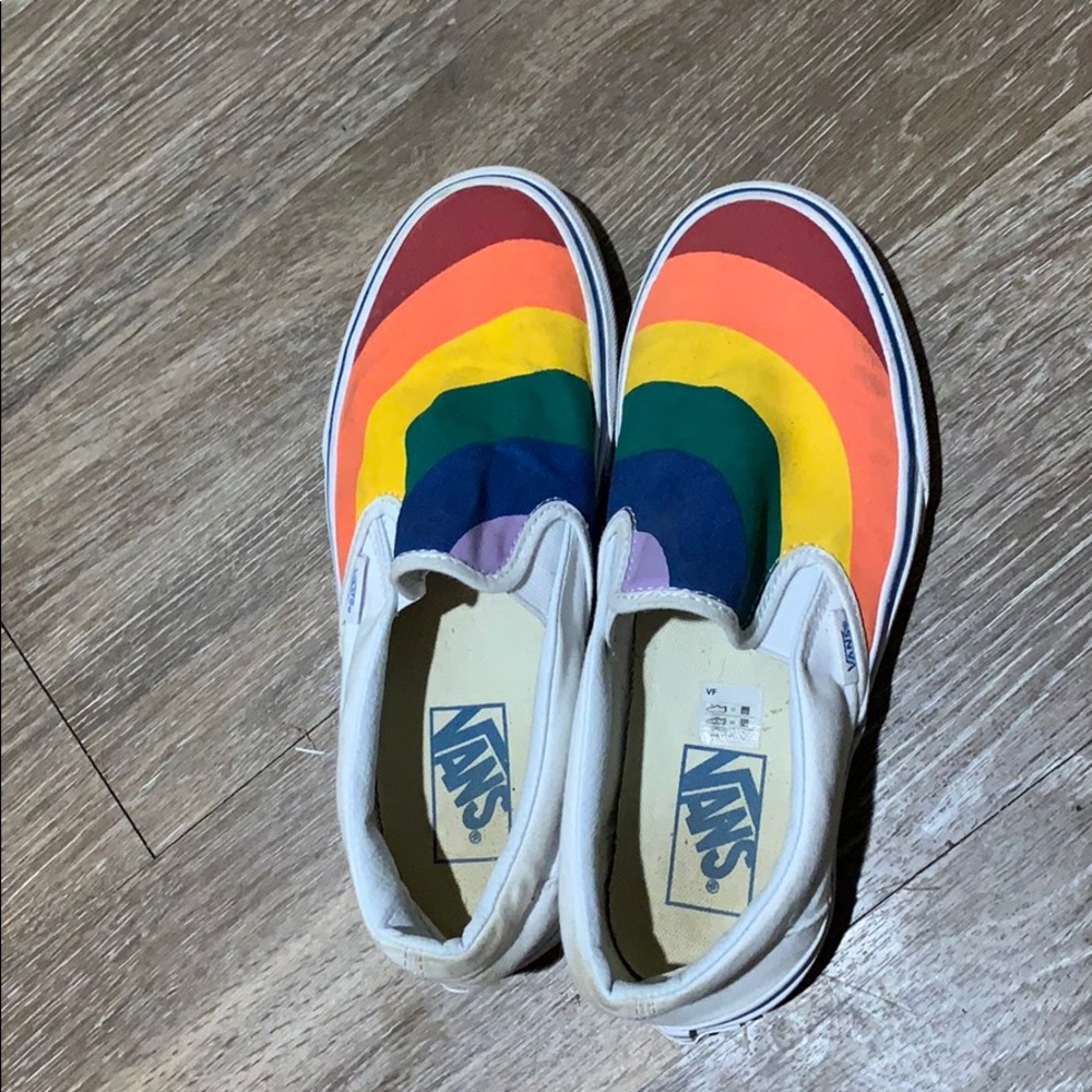Rainbow slip-on vans